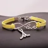 Bijoux fantaisie antique argent Hockey Sport pendentif Bracelet bracelet à breloques bijoux corde de velours mélangé Infinity Love 8 bracelet -2425
