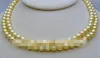 Livraison Gratuite 35 "6.5-7mm rond collier de perles d'or jaune akoya 14k or massif 17/18