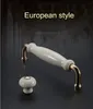 2pcs branco porta cerâmica alças europeu gaveta de móveis elegante puxa armário de quarto