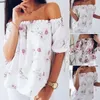 Fashion Women Flower Clothes 3/4 Sleeve Off Shoulder Blouse Tops Ladies Summer Floral Casual Shirts Streetwear S-XL