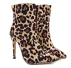 ホットセールプラスサイズ32 33~40 42 42シックなヒョウ版プリントハイヒール足首のブーツファッション高級デザイナー女性の靴