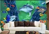 3D foto carta da parati personalizzata 3d murales carta da parati 3d squalo delfini tridimensionale mondo sottomarino camera dei bambini bambini camera murale
