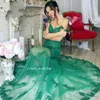 2019 Emerlad Yeşil Uzun Balo Elbise Yeni Geliş Seksi Arapça Illusion Spagetti Boyun Backless Dantel Aplike Parti Kıyafeti Custom Made Artı Boyutu