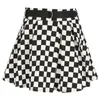 Pläterad Checkerboard Kjolar Kvinnor Högt midja Rutig kjol Harajuku Dancing Koreansk stil Svett Kort Mini Skirts