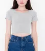 Solidna koszulka Kobiety Sexy Crop Top Top Krótki Rękaw Topy Ladies Basic Crew Neck Koszulka