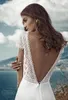 Fabienne Alagama 2020 New Wedding Dresses V Neck Lace Backless Satin Sweep Train Bridal Gowns Beach Plus Size Robe De Mariée