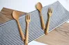 Natural color creative triangle handle wooden spoon and fork set featured wooden spoon and fork tableware