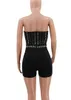 الخريف النساء bodycon playsuits حزب حمالة الفاخرة الماس السروال القصير المشاهير نادي عارية الذراعين حللا جديد بلا أكمام بذلة