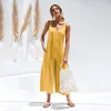 2020 Loose Jumpsuits Solid Black Wide Leg Casual Pantsuits Daily Sexy Open Back Rompers Yellow Orange Jumpsuit eDressU SJ-CF18623409