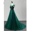 Abiti da cerimonia da sera a vita impero verde smeraldo economici 2019 Abiti da cerimonia per occasioni speciali con scollo a barchetta in pizzo Abiti da donna Vestido