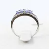 4 st Natural vs Grade Tanzanite Silverring 3 mm * 5 mm Oval Klipp Tanzanitring för Party Real 925 Silver Tanzanite Smycken