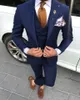 Nieuwe Collectie Navy Blue Man Werkpak Peak Revers Mens Bruiloft Business Past 3 Stuks Bruidegom Tuxedos Suits (jas + Broek + Vest + Tie) K167