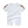 kids designer clothes girls boys Short Sleeve Plaid romper 100% cotton children jumpsuits Infant clothing baby infant clothes 3 color