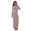 Długie Bodycon Jesień Winter Casual Suknie Osłona Kobiety Solid Color Slim Turtleneck Maxi Dress Plus Size