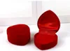 Velvet Heart-shaped Jewelry Box Ring Box Flocking Plastic Box Foldable For Engagement Wedding Ring Valentine's Day Gift 50pcs234C