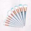 10pcs Blue Unicorn Makeup Brushes Set Powder Eyeshadow Foundation Lip Brush Crystal Diamond Make up brush Kits maquiagem