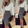 Office Lady Elegant Klänning Kvinnor Formell Business Stretch Evening Slim Pencil Dress Fashion Plaid Patchwork Party Dresses Vestido1