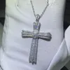Choucong Handgjorda lyxiga smycken Real 925 Sterling Silver Pave White Sapphire Cz Diamond GemStones Cross Pendant CLAVICLE CHAIN ​​NACKLAME