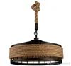 Loft Island Lampa Hamp Rope Pendant Belysning Vintage Restaurang Ljus för Bar Kaffe Room Restaurang Edison Light Fixture