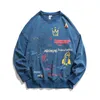 Men's Hoodies & Sweatshirts Graffiti Print Sweatshirt Loose Trendy Tops College Wind Pullover Long Sleeve Round Neck M-2XL