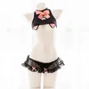 Stage Wear Leuke Sexy Party Outfit Bikini Little Black Cat Half Borst Vest Ruffle Panty Vrouw Sex Kostuum Nacht Lingerie Volwassene 798