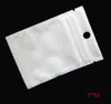 300pcs 7 * 10cm White Clear Auto Seal Zipper Embalagens plásticas saco zip lock sacos de embalagem Com Pendure buraco para cabo de dados