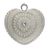 Heart-shaped women evening bags beaded small purse clutch bags finger ring rhinestones wedding handbag shoulder bag