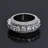 Mens Iced Out 1 Row CZ Ring 360 Eternity Rings Micro Pave Cubic Zirconia Placcatura in oro 14K Anello con diamanti simulati di alta qualità