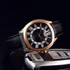 NIEUWE Aandrijving de WSNM0011 Automatische Herenhorloge Staal Case Black Dial Big Roman Markers Skeleton Kalender Bruin Lederen Timezonewatch E105B2