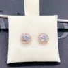 Ronda Sparkle Halo Stud Earring Luxury Rose chapado en oro para Pandora CZ pendientes pequeños de diamantes para mujeres niñas con caja original