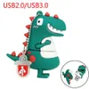 PENDRIVE 16GB USB2.0 / 3.0 Flash Drive 4GB 8GB 16GB 32GB 128GB USB Flash Drive 64GB Cartoon Cute Dinosaur USB Memory Stick 128/256