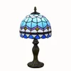 Tiffany Tafellamp European Blue Mediterrane Lamp Stained Glass Tafellamp Creatieve Slaapkamer Nachtkastjes Bureau Licht 20cm