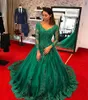 Custom Made Hot Sale New Elegant Lace Evening Dresses V Neck Long Sleeve Appliques A Line Formal Occasion Party Dresses HY137