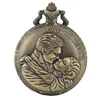 Bronze Exquisite Lovers Kiss Couple Design Quartz Pocket Watch Jewelry Clock Gifts for Men Women Charming Romantic Necklace Chain