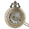 Retro Prag Astronomische Uhr Taschenuhr Steampunk Hollow Out Case Quarz Analoge Uhren für Männer Frauen Halskette Kette