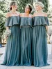Custom Made cor diferente vestidos de dama de honra Alças com filme Ruffles Maid Of Honor andar vestidos de casamento Length Vestidos de Clientes