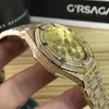 2019 üst satmak adam kuvars izle 42mm altın paslanmaz çelik kristal erkek kol saati elmas erkek iş spor saatler