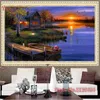 DIY 5D diamentów haft zachód słońca zmierzch Magia Cube Okrągły Diament Malowanie Cross Stitch Kit Diamond Mosaic Home Decoration