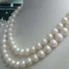 Double Strands Natural 8-9mm White Pearl Necklace 18 Inch 19 Inch 925 Silver Accessories