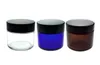 60мл 2 унции стеклянной банки 60г ясно янтарный синий цвет с черной крышкой контейнер для хранения продуктов Cosmetic Glass Jar