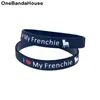 100 pièces j'aime mon Frenchie Bull Terrier Bracelet en caoutchouc de Silicone rempli d'encre Logo taille adulte noir