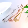 Encantadoras mulheres rosa pulseiras banhado a ouro CZ Pulseiras de flores para meninas mulheres para casamento casamento presente agradável