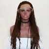 Lace Front Black Red Ombre Blonde Lace Wigs Haute Température Fibre Cheveux Synthétique Lace Front Perruque Longue Tressée Boîte Tresses Perruques pour 6104900