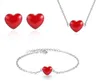 Gioielli di lusso a forma di cuore rosso ciondolo collana orecchini bracciale set fortunato designer placcato argento collane per le donne matrimonio partito