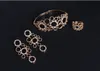 Gioielli in oro splendente 4 pezzi Set Collana Orecchini Anelli Bracciale Gioielli da sposa Accessori da sposa Gioielli da sposa T301454