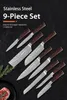 9 Pcs Kitchen Knives Set Chef Knife Stainless Steel Japanese Damascus Pattern Cleaver Utility Santoku Boning Cooking Tools with Cover Gift