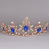 Baroque Crown Red Bleu Green Crystal Tiaras Crown Crown Vintage Gold Hair Accessoires de mariage Rhingestone Diadem Pageant Crowns2612714