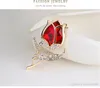 Popularne akcesoria odzieżowe moda kryształ czerwony róża broszka broszka broszka rhinestone różowe złoto broszki dla kobiet prezent urodzinowy7285663