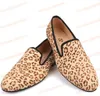 New crina de leopardo impressão homens sapatos de camurça vestido de festa dos homens mocassins de fumar chinelo homens flats plus size