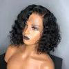 Body wave brazilian lace front bob wigs side bang pre plucked wavy 360 frontal wig for black women full ends 130%density diva1